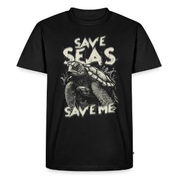 Turtle Turtles Save Seas Save Me - Men's Premium Organic T-Shirt - black - Front - Nico (187cm)