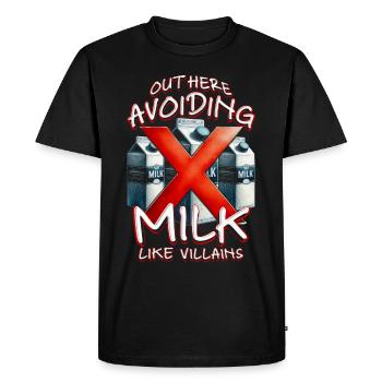 Allergie au lait ici : éviter le lait - T-shirt Premium bio Homme - noir - Devant - Nico (187cm)