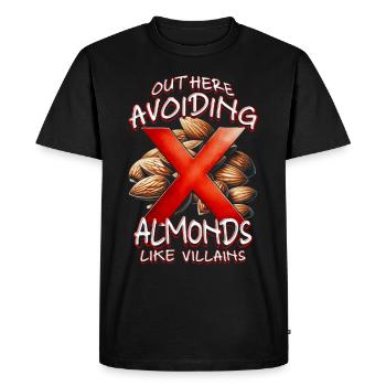 Allergie aux amandes ici : éviter les amandes - T-shirt Premium bio Homme - noir - Devant - Nico (187cm)