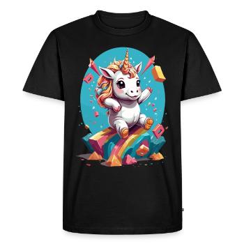 Unicorn Lover Design Funny Unicorns - Men's Premium Organic T-Shirt - black - Front - Nico (187cm)
