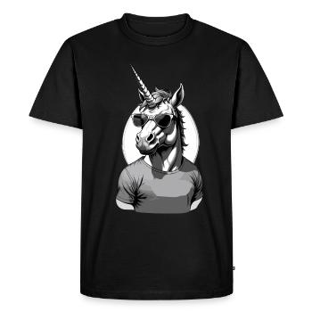 Drôle de fête des pères Design papa licorne - T-shirt Premium bio Homme - noir - Devant - Nico (187cm)