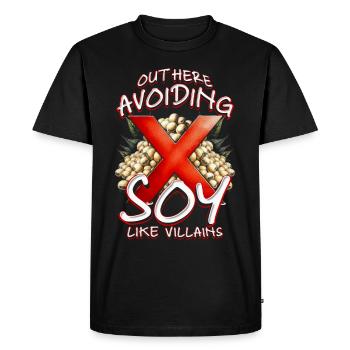 Sojaallergie ici : éviter le soja - T-shirt Premium bio Homme - noir - Devant - Nico (187cm)