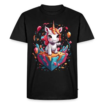 Motif d’anniversaire unique de licornes drôles - T-shirt Premium bio Homme - noir - Devant - Nico (187cm)