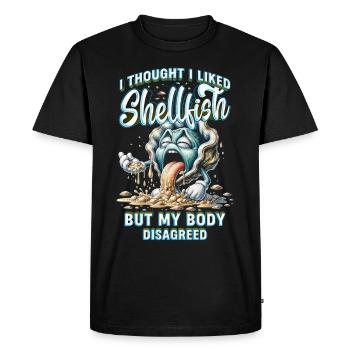Allergie aux fruits de mer Je pensais que j’aimais les crustacés - T-shirt Premium bio Homme - noir - Devant - Nico (187cm)