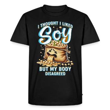 Allergie au soja Je pensais que j’aimais le soja - T-shirt Premium bio Homme - noir - Devant - Nico (187cm)