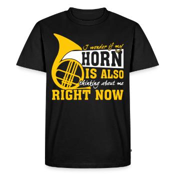 French Horn Music - Men's Premium Organic T-Shirt - black - Front - Nico (187cm)