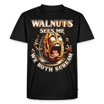 Walnut Allergy Walnuts Sees Me We Both Scream - Men's Premium Organic T-Shirt - black - Front - Nico (187cm)