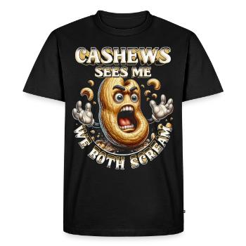 Allergie aux noix de cajou Les noix de cajou me voient Nous crions tous les deux - T-shirt Premium bio Homme - noir - Devant - Nico (187cm)