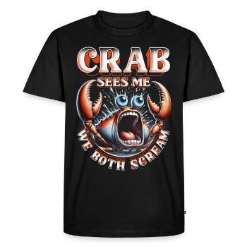 Krebsallergie Crab Sees Me We Both Scream - Men's Premium Organic T-Shirt - black - Front - Nico (187cm)