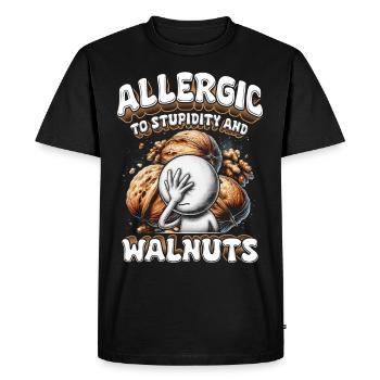 Walnut Allergy Allergic To Stupidity And Walnuts - Men's Premium Organic T-Shirt - black - Front - Nico (187cm)