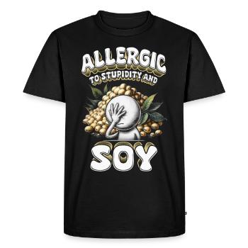 Allergie au soja Allergique à la stupidité et au soja - T-shirt Premium bio Homme - noir - Devant - Nico (187cm)