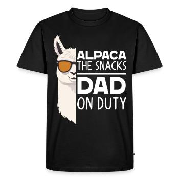 Drôle de papa d’alpaga parfait jeu de mots - T-shirt Premium bio Homme - noir - Devant - Nico (187cm)