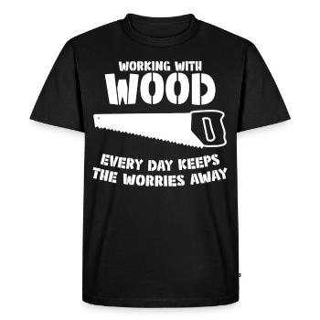 Atelier de bois de chauffage Travail du bois - T-shirt Premium bio Homme - noir - Devant - Nico (187cm)