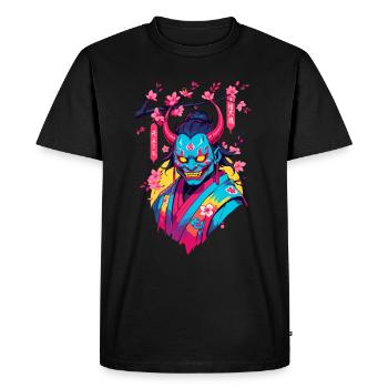 Oni Samurai Vaporwave Aesthetic Japan Culture - Men's Premium Organic T-Shirt - black - Front - Nico (187cm)