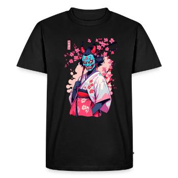 Oni Samurai Vaporwave Aesthetic Japan Culture - Men's Premium Organic T-Shirt - black - Front - Nico (187cm)