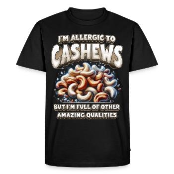 Allergie aux noix de cajou - T-shirt Premium bio Homme - noir - Devant - Nico (187cm)