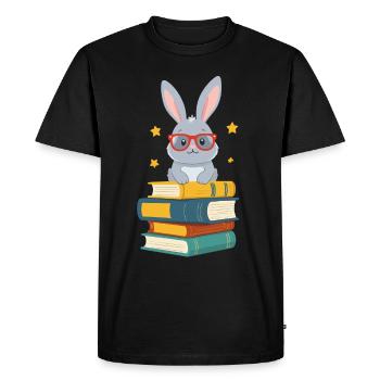 Lapin de lecture passionné de livres parfait - T-shirt Premium bio Homme - noir - Devant - Nico (187cm)
