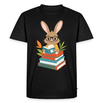 Lapin de lecture Lapin amateur de livres enthousiaste - T-shirt Premium bio Homme - noir - Devant - Nico (187cm)