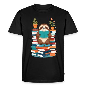 Drôle d’amoureux des livres paresseux lecture - T-shirt Premium bio Homme - noir - Devant - Nico (187cm)