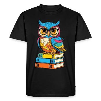 Livres hibou hibou amant mignon livre illustration - T-shirt Premium bio Homme - noir - Devant - Nico (187cm)