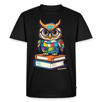 Livres hibou hibou amant mignon livre illustration - T-shirt Premium bio Homme - noir - Devant - Nico (187cm)