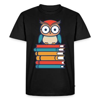 Livres Hibou mignon rat de bibliothèque rat de bibliothèque rat de bibliothèque - T-shirt Premium bio Homme - noir - Devant - Nico (187cm)