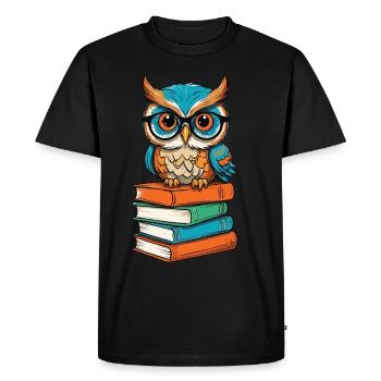 Livres hibou drôle d’amateur de livres Illustration - T-shirt Premium bio Homme - noir - Devant - Nico (187cm)