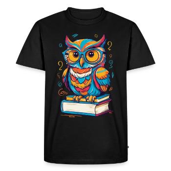 Livres hibou hibou amant mignon livre illustration - T-shirt Premium bio Homme - noir - Devant - Nico (187cm)
