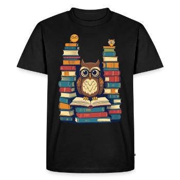 Livres hibou pour hiboux amoureux rat de bibliothèque - T-shirt Premium bio Homme - noir - Devant - Nico (187cm)