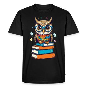 Livres hibou hibou amant mignon livre illustration - T-shirt Premium bio Homme - noir - Devant - Nico (187cm)