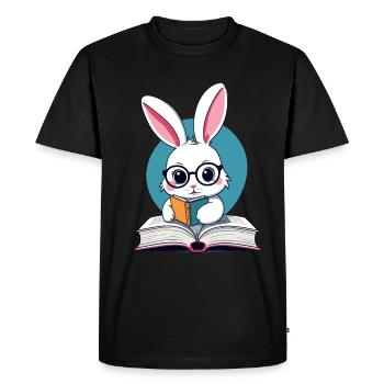 Lapin de lecture rat de bibliothèque parfait lapin - T-shirt Premium bio Homme - noir - Devant - Nico (187cm)