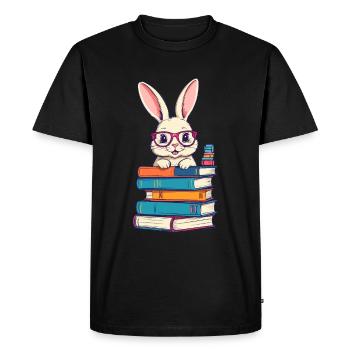 Lapin de lecture passionné de livres parfait - T-shirt Premium bio Homme - noir - Devant - Nico (187cm)