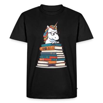 Mignon rat de bibliothèque licorne lecture imaginative - T-shirt Premium bio Homme - noir - Devant - Nico (187cm)