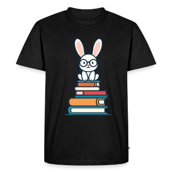 Lapin de lecture Lapin amateur de livres enthousiaste - T-shirt Premium bio Homme - noir - Devant - Nico (187cm)