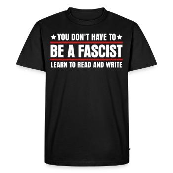 Tolérance Humanité Antifascisme Respect - T-shirt Premium bio Homme - noir - Devant - Nico (187cm)