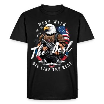 Mess With Best Funny Freedom Design July 4 - Men's Premium Organic T-Shirt - black - Front - Nico (187cm)