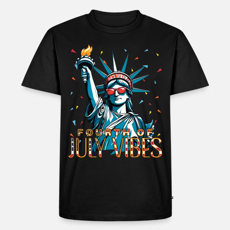 4.-juli-vibes, Freiheitsstatue Feiern - Männer Premium Bio T-Shirt - Schwarz
