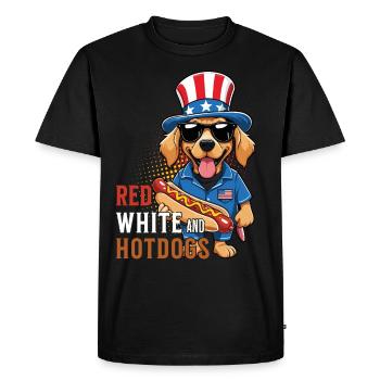 Red White Hotdogs Funny Bbq Pun Retro Vintage - Men's Premium Organic T-Shirt - black - Front - Nico (187cm)