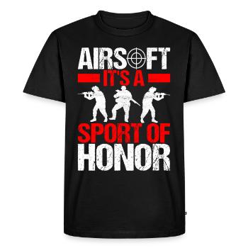 Pistolet Airsoft Airsoft Hobby - T-shirt Premium bio Homme - noir - Devant - Nico (187cm)
