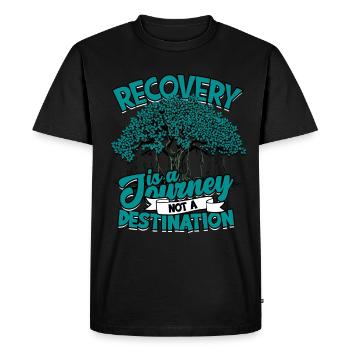 Addicted Recovery Is A Journey Not A Destination - Men's Premium Organic T-Shirt - black - Front - Nico (187cm)