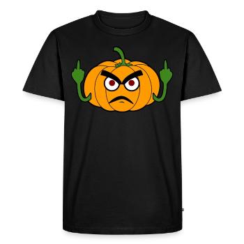 Grumpy Pumpkin Middle Finger Pumpkins - Men's Premium Organic T-Shirt - black - Front - Nico (187cm)