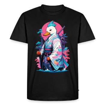 Samurai Duck Aesthetic Vaporwave Style - Men's Premium Organic T-Shirt - black - Front - Nico (187cm)