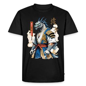 Dragon Samouraï Vintage Ukiyo-e Style - T-shirt Premium bio Homme - noir - Devant - Nico (187cm)