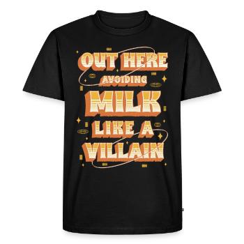 Allergie au lait ici Éviter le lait - T-shirt Premium bio Homme - noir - Devant - Nico (187cm)