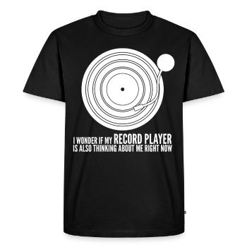 Tourne-disque vinyle - T-shirt Premium bio Homme - noir - Devant - Nico (187cm)