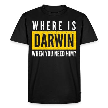 Misanthrope Darwin Award Darwinism - Men's Premium Organic T-Shirt - black - Front - Nico (187cm)
