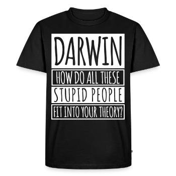 Misanthrope Darwin Award Joke Darwinism - Men's Premium Organic T-Shirt - black - Front - Nico (187cm)