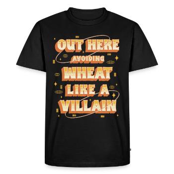 Allergie au blé ici : éviter le blé - T-shirt Premium bio Homme - noir - Devant - Nico (187cm)