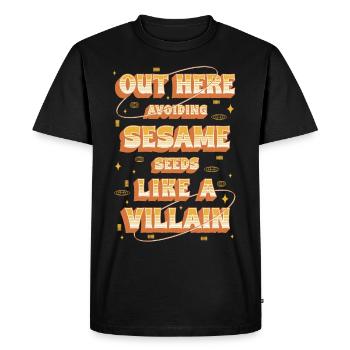 Capsule Fruit Allergy Out Here Avoiding Seeds - Men's Premium Organic T-Shirt - black - Front - Nico (187cm)