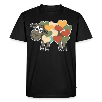 Mouton Rétro Coeurs - T-shirt Premium bio Homme - noir - Devant - Nico (187cm)